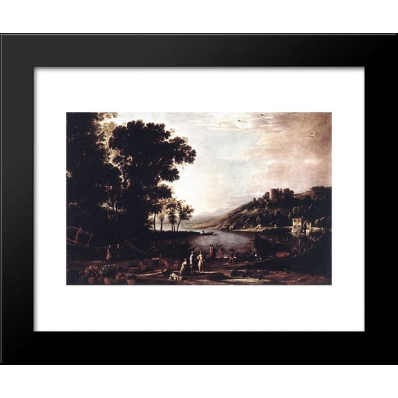 Landscape with Merchants 20x24 Framed Art Print by Claude Lorrain