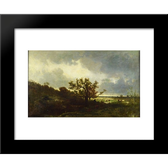Landscape with Oaktree 20x24 Framed Art Print by Jules Dupre