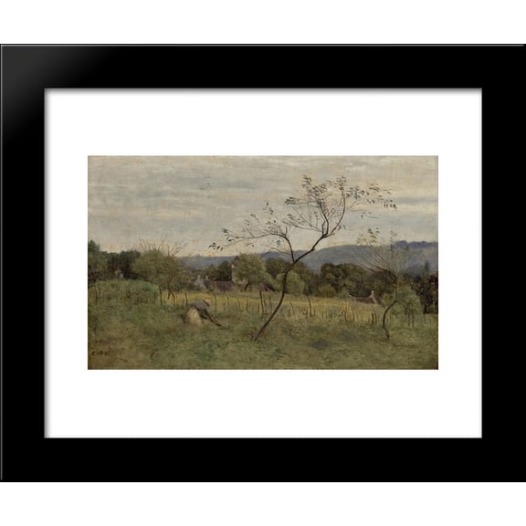 Landscape with Peasant Girl 20x24 Framed Art Print by Camille Corot