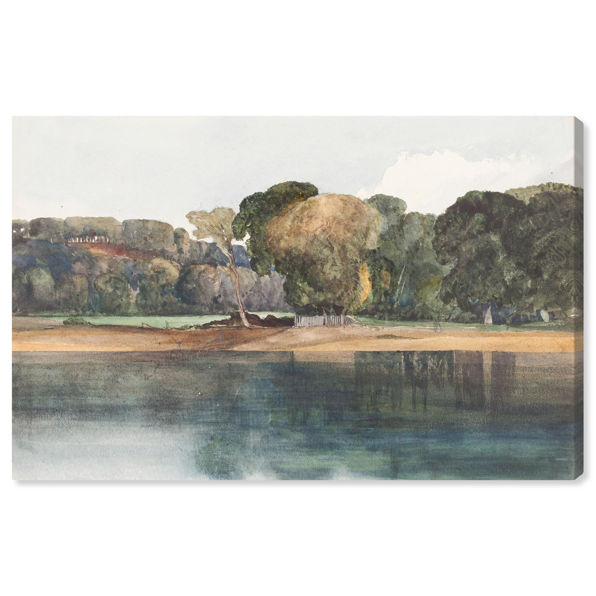 Trees and Water Landscape Wrapped Canvas Art, 15" x 10"
