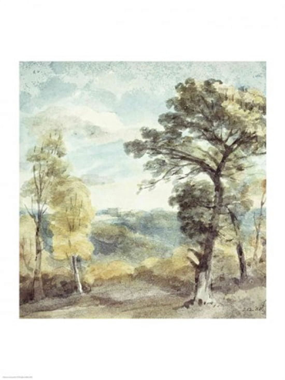 Landscape with Trees and a Distant Mansion Canvas Art - John Constable (18 x 24)