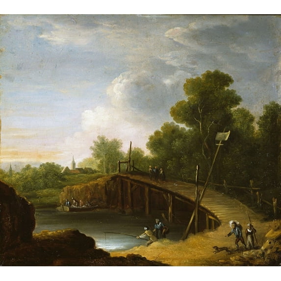 Landscape with a Bridge Poster Print by Frederik Petersen (18 x 24)