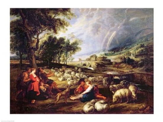 Landscape with a Rainbow Canvas Art - Peter Paul Rubens (36 x 24)