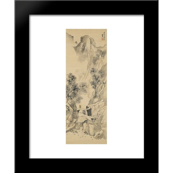 Landscape with a Solitary Traveler 20x24 Framed Art Print by Yosa Buson