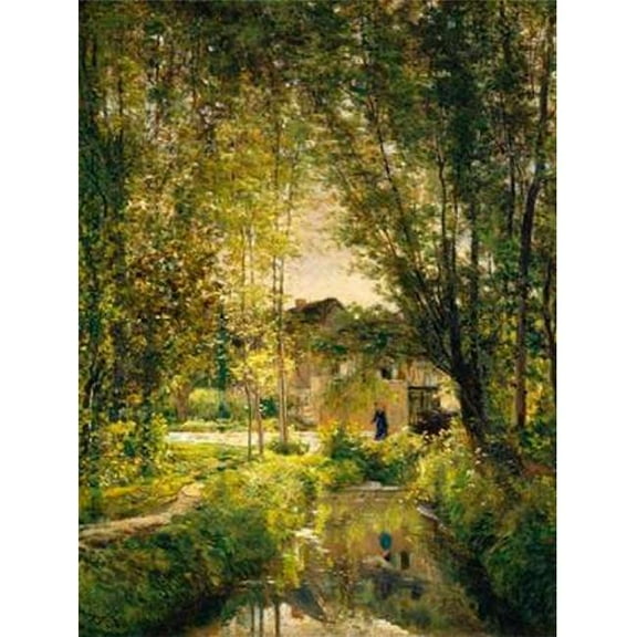 Landscape with a Sunlit Stream Poster Print by Charles-Francois Daubigny