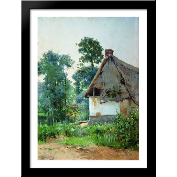Landscape with an Abandoned House 28x38 Large Black Wood Framed Print Art by Efim Volkov
