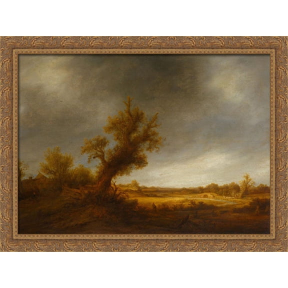 Landscape with an Old Oak 38x28 Large Gold Ornate Wood Framed Canvas Art by Adriaen van Ostade