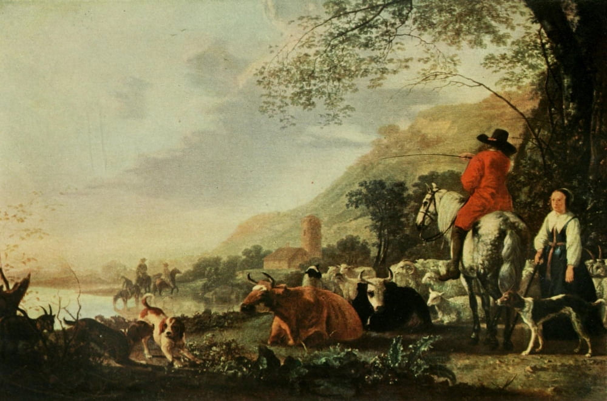Landscape with cattle History of Painting 1911 Canvas Art - Aelbert Jacobsz Cuyp (18 x 24)