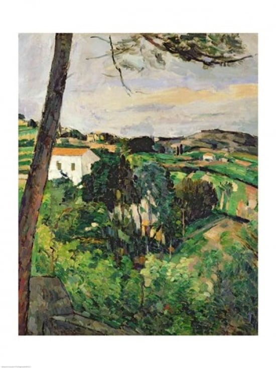 Landscape with red roof or The pine at the Estaque 1875-76 Canvas Art - Paul Cezanne (24 x 36)