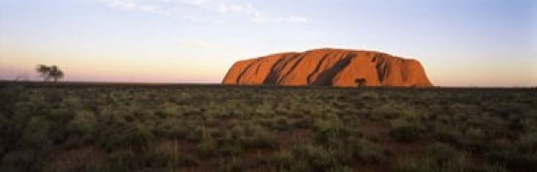 Landscape with sandstone formation at dusk Uluru Uluru-Kata Tjuta National Park Northern Territory Australia Canvas Art - Panoramic Images (18 x 6)