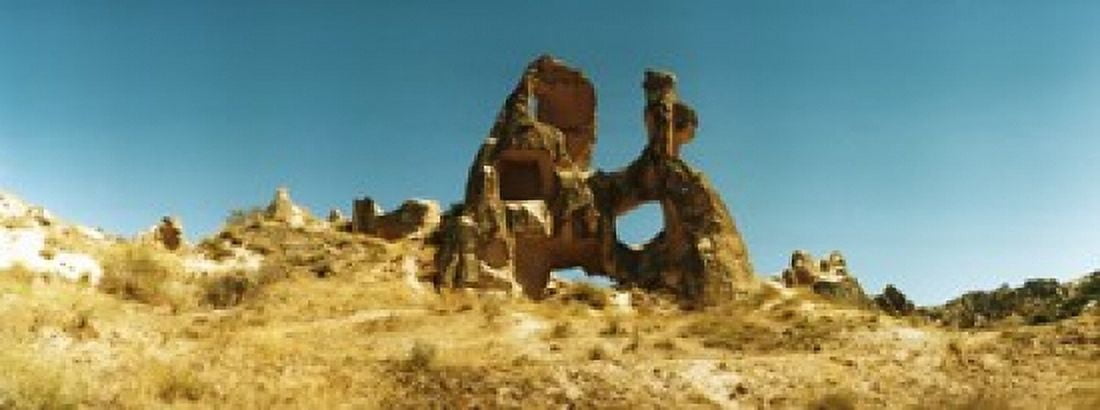 Landscape with the caves and Fairy Chimneys Cappadocia Central Anatolia Region Turkey Canvas Art - Panoramic Images (15 x 6)