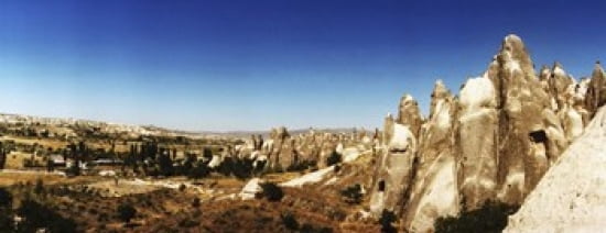 Landscape with the caves and Fairy Chimneys Cappadocia Central Anatolia Region Turkey Canvas Art - Panoramic Images (30 x 12)