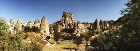 Landscape with the caves and Fairy Chimneys Cappadocia Central Anatolia Region Turkey Canvas Art - Panoramic Images (36 x 13)