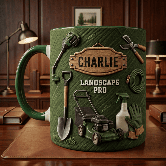 Landscaper Mug 3D Effect Custom Name Lawn Care Coffee Cup Gift for Landscape Pros