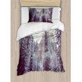 thumbnail image 1 of Landscapes Duvet Cover Set, Yosemite National Park in Winter Snowy Hills Trees and Lake, Decorative 2 Piece Bedding Set with 1 Pillow Shams, Twin Size, White Ceil Blue, by Ambesonne, 1 of 3