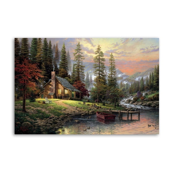 Landscapes Nature Trees Forest Houses Cabin Poster Cool Artworks Painting Wall Art Canvas Prints Hanging Picture Home Decor Posters Gift 16x24inch(40x60cm)