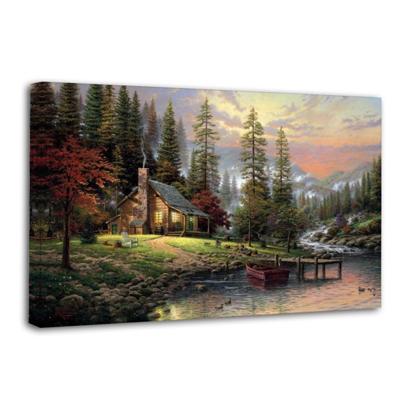 Landscapes Nature Trees Forest Houses Cabin Print Photo Art Painting Canvas Poster Home Decorative Bedroom Modern Decor Posters Gifts 24x36inch(60x90cm)