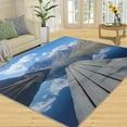 thumbnail image 1 of Landscapes Rugs for Bedroom - Wooden Planks Rug, Bathroom Rug, Mountains Carpet for Living Room, Lakes Area Rugs, Blue Sky Clouds Carpet, Natural Style Home Decor & Gifts 5x8ft, 1 of 6