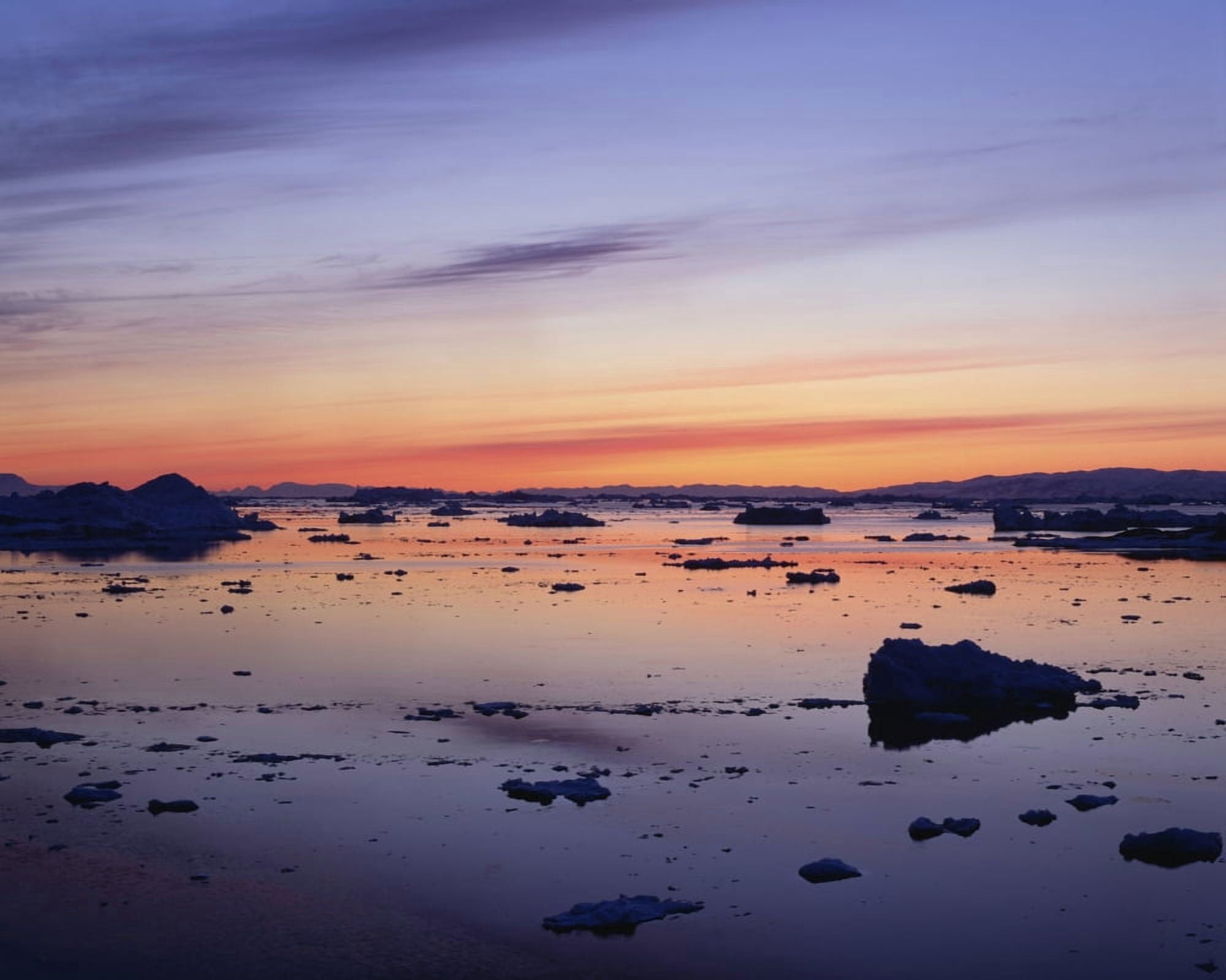 Landscapes Sunset Over Icebergs Canvas Art - Henning Marstrand Design Pics (30 x 24)