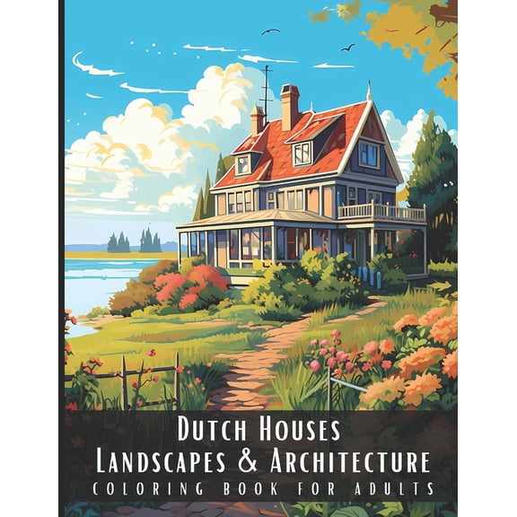 Landscapes & Architecture Dutch Houses Landscapes & Architecture Coloring Book for Adults: Beautiful Nature Landscapes Sceneries and Foreign B, (Paperback)