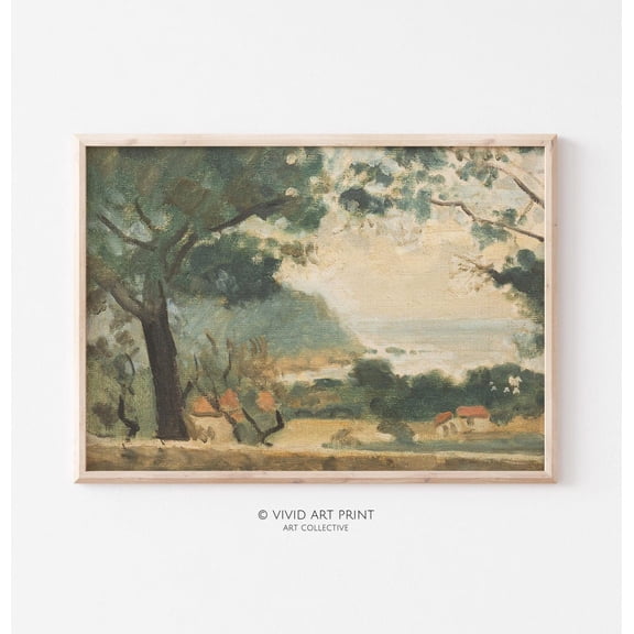 Landscapevintage Ocean Village Cottage Core Home Decor, Vivid Art Print Jr-154 Wall Art, Modern Wall Decor, 24x36 UNFRAMED