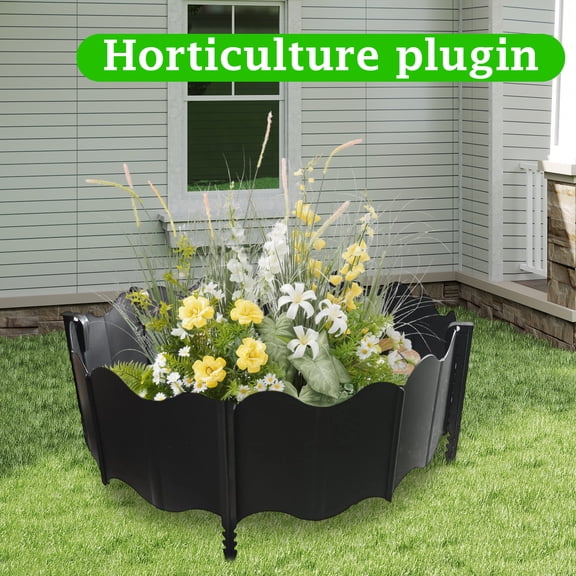 Landscaping Edging Border, Plastic Landscape Edging, Flower Bed Edging, Garden Border Fence, 20Pcs 6X6X0.5In Weather Resistant Black Plastic Edging for Landscaping with 10Pcs