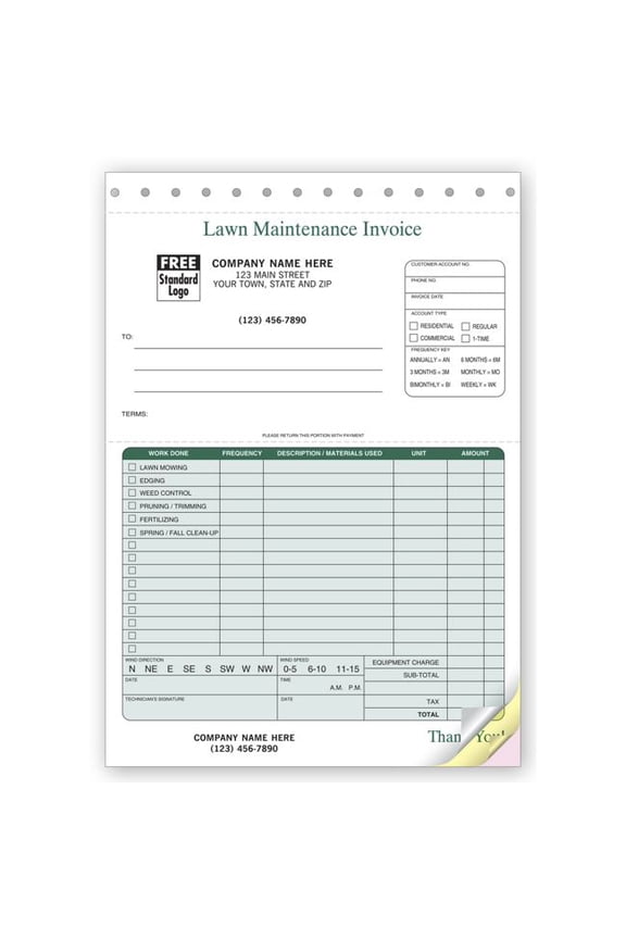 Landscaping Invoice - 6 3/8 x 8 1/2