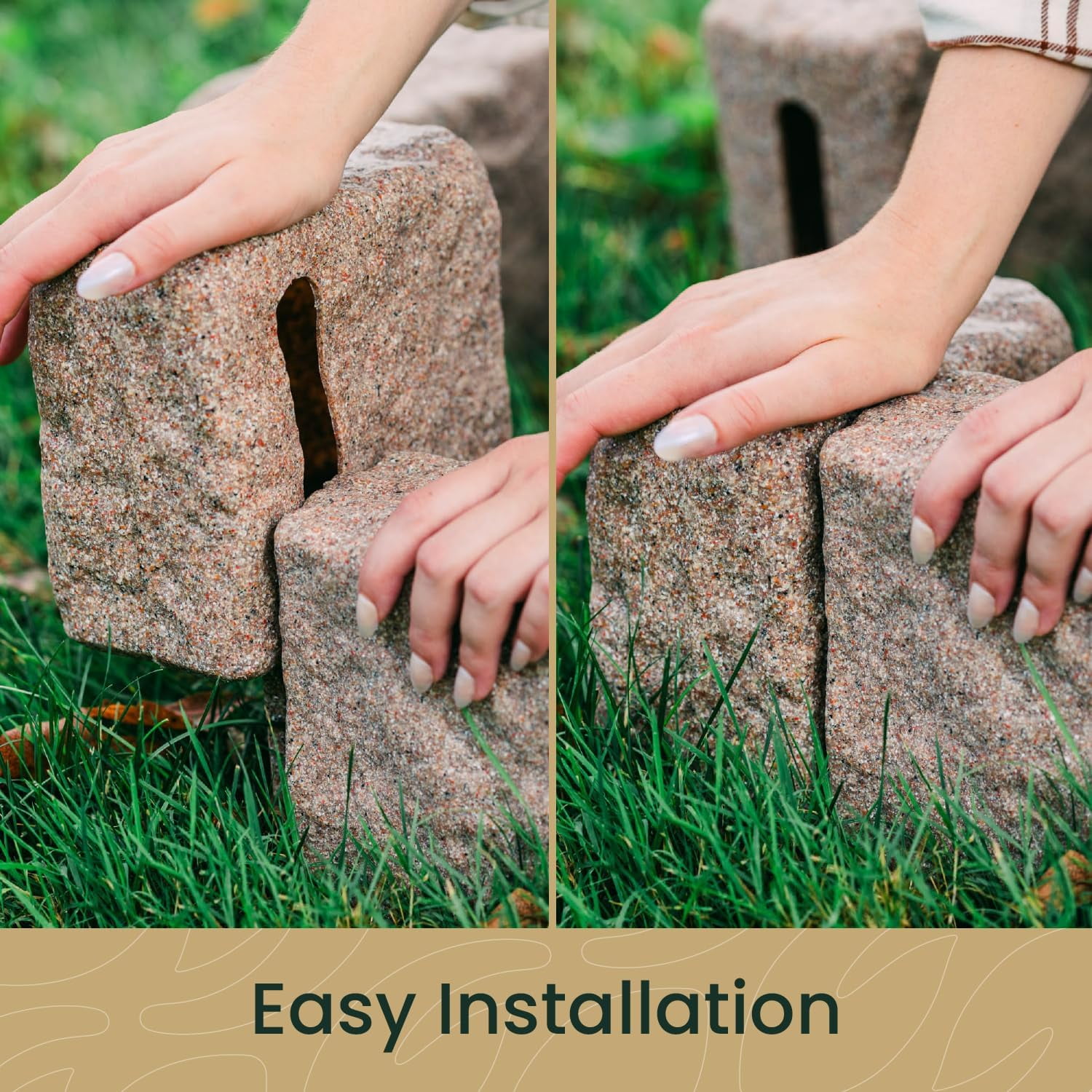 Landscaping Lawn Garden Edging Border Easy Install Interlocking Landscape Edge for Flower Beds Mulch Playground or Walkways, No Dig Flexible Composite Resin Stone, Yasong 1Pc 48x6.5x4 in.