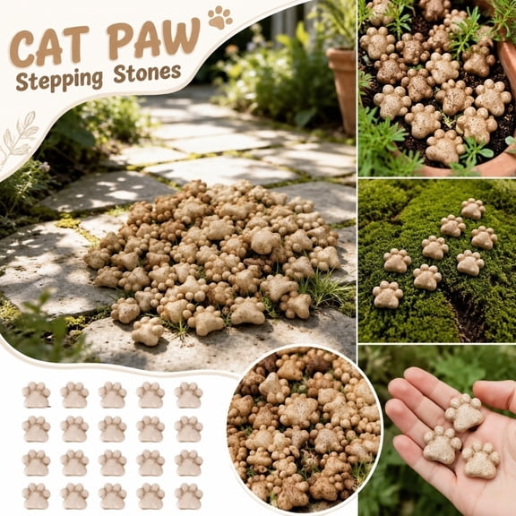 Landscaping Rocks, Cat Paw Resin Decorative Stones for Walkway Edging, Outdoor and Garden Lawn Path Stepping Stone Accents, Tiny Decorative Rocks for Landscaping and Potted Bonsai
