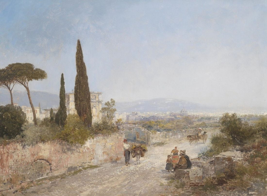 Landschaft Mit Blick Auf Florenz 1914 Canvas Art - Georg Fischhof (18 x 24)