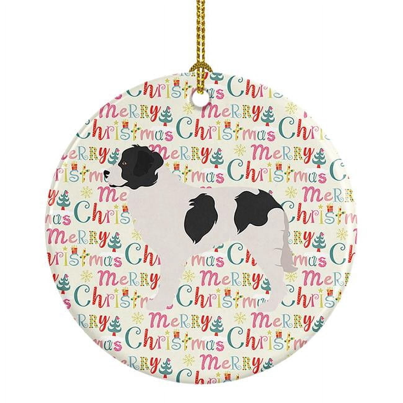 Landseer Merry Christmas Ceramic Ornament 2.8 in x 2.8 in