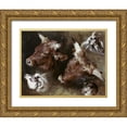 thumbnail image 1 of Landseer, Sir Edwin 18x15 Gold Ornate Wood Framed with Double Matting Museum Art Print Titled - Heads of Sheep and Cattle, 1 of 4