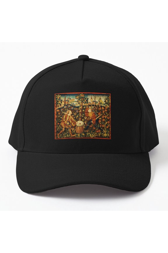 Landsknechts Playing Dice Baseball Cap, Antique Flemish Tapestry Scene Graphic Design, Classic Hat