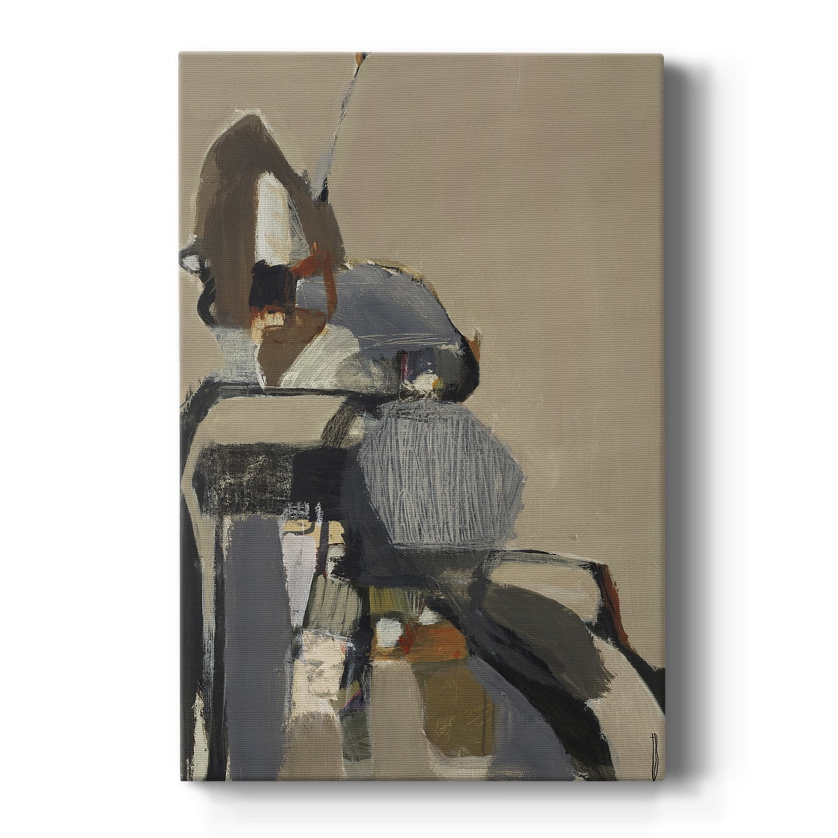 Abstract Beige and Gray Hand-Stretched Canvas Art