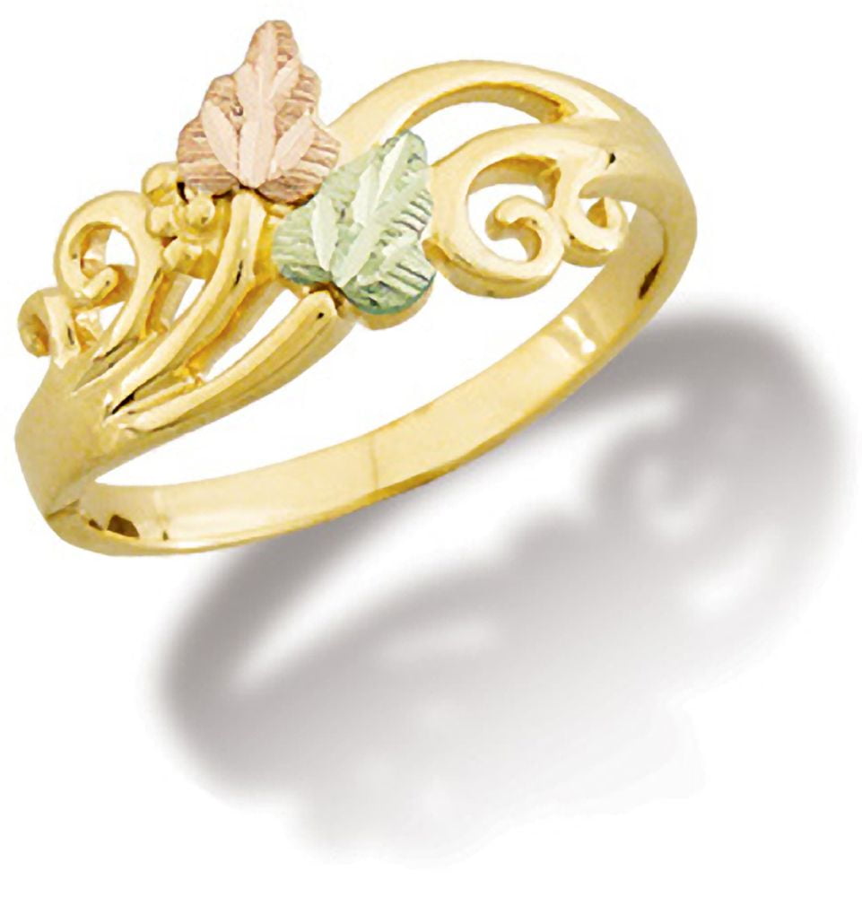 Landstrom's Black Hills Gold Ring with Leaves and Grapes in 10K