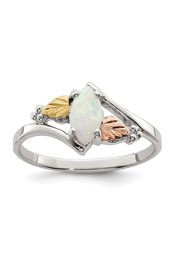 Landstrom's Mt. Rushmore Black Hills Sterling Silver 12K Gold Accents Lab Created Opal Ring