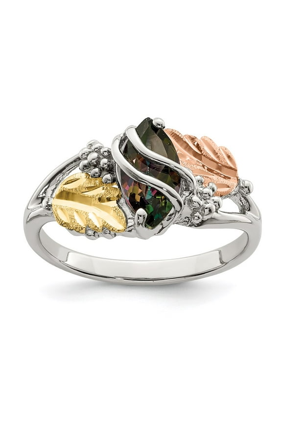 Landstrom's Mt. Rushmore Black Hills Sterling Silver 12K Gold Accents Mystic Fire Topaz Ring
