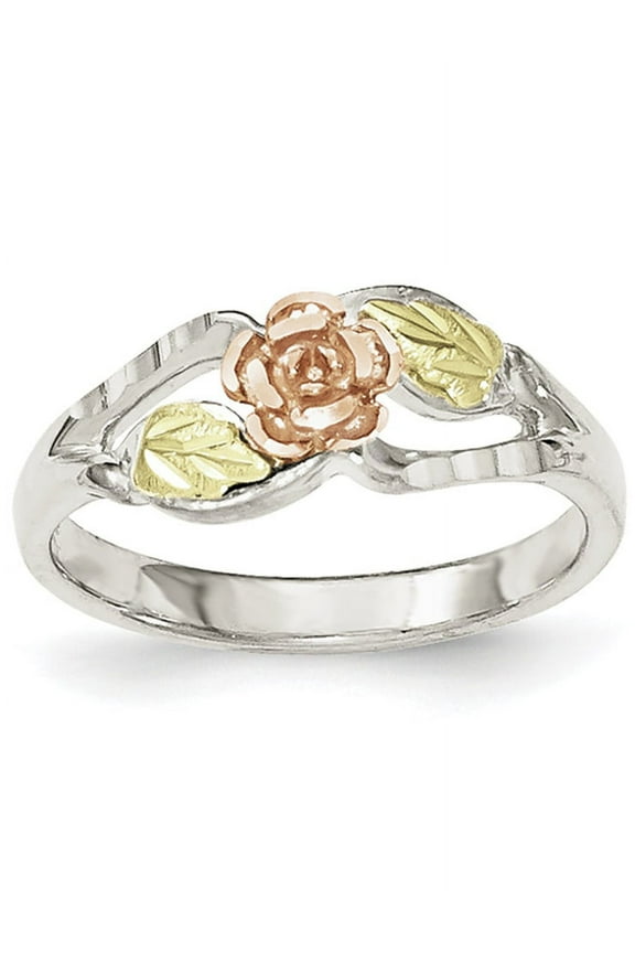 Landstrom's Mt. Rushmore Black Hills Sterling Silver 12K Gold Accents Rose Ring QBH189