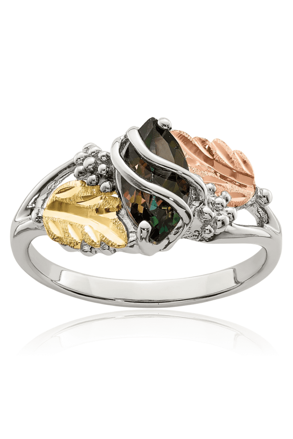 Mount Rushmore Black Hills 925 Sterling Silver Gold Mystic Fire Topaz Flower Ring Gemstone Band