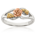 thumbnail image 1 of Mount Rushmore Black Hills 925 Sterling Silver Gold Rose Flower Ring, 1 of 9