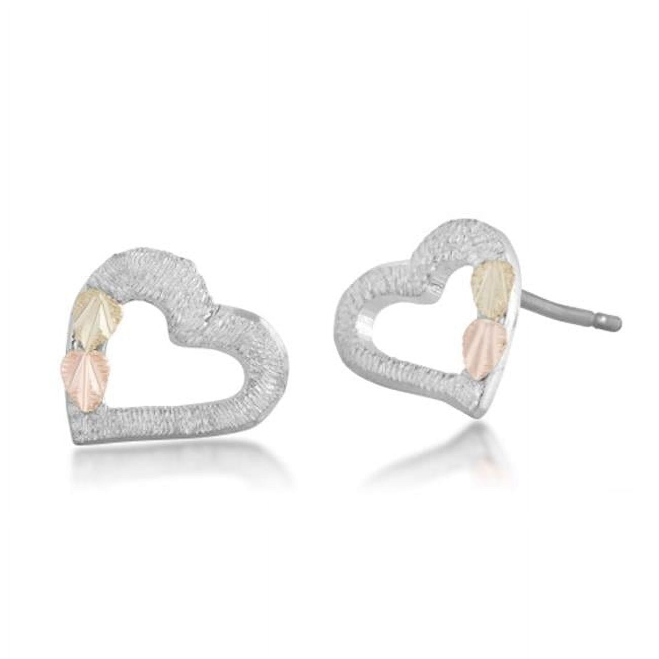 Landstroms Silver Black Hills Gold Heart Earrings, 925 Sterling
