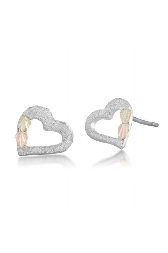 MRL01013 Silver Black Hills Gold Heart Earrings