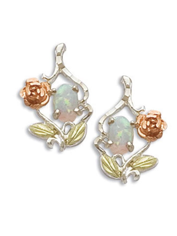 MRLER603P Black Hills Gold Sterling Silver Post Earrings with Opal - 0.46 x 0.73 in.