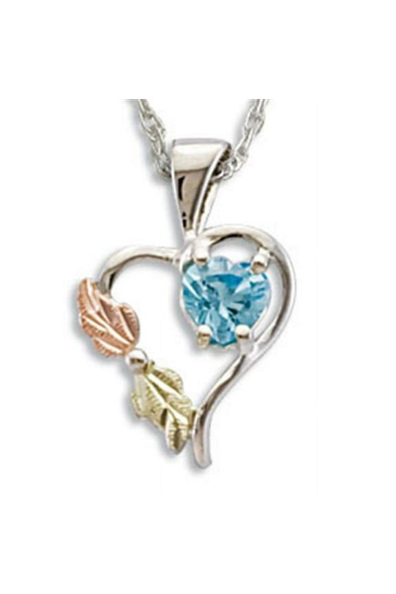 MRLPE1045-105 Black Hills Gold Swiss Blue Topaz Necklace