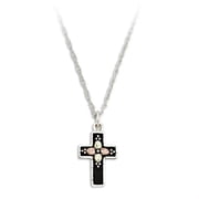 Landstroms Mt. Rushmore Black Hills Sterling Silver 12K Gold Accents Antiqued Cross 18 inch Spring Ring Clasp Necklace