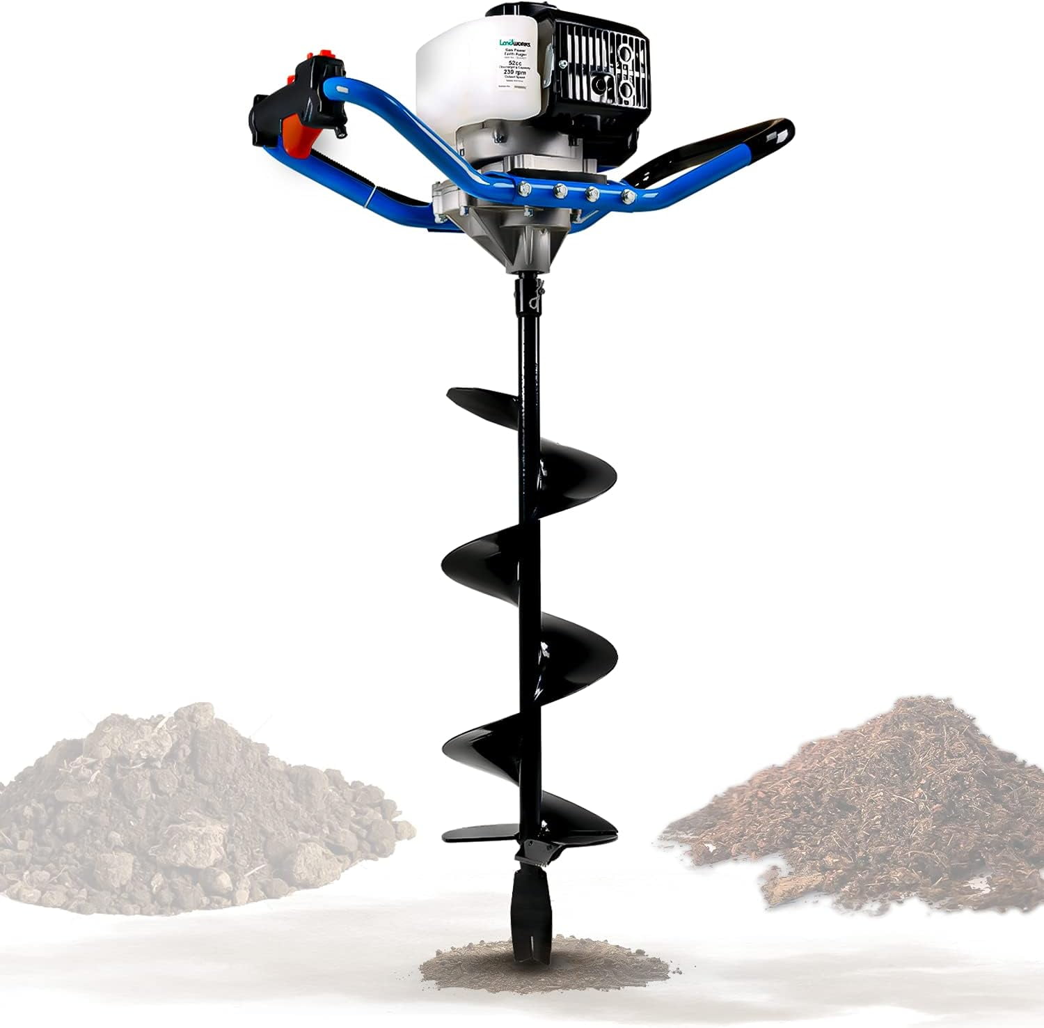 Landworks Earth Auger Power Head Heavy Duty 3HP 52cc 2 Stroke Gas ...