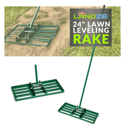 Landzie Lawn Leveling Rake - 24 Inch Wide 72 inch Handle Powder Coated Yard, Garden, and Lawn Leveling Tool - Professional Lawn Care Landscaping Tools