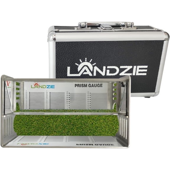 Landzie Prism Grass Height Gauge - Easily Measure The Length of Lawn up to 1 5/8in or 40mm - Height of Cut Grass Gauge with Protective Case - Landscaping Tools and Equipment Measures Sod, Sward, Turf