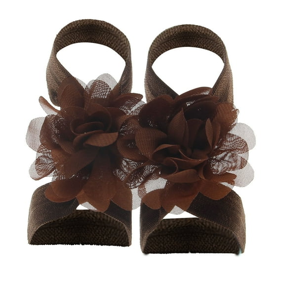 Landzoo 22 Pairs Solid Color Chiffon Flower Barefoot Sandals Feet Accessories For Baby Girls Toddlers Kids Cute Soft Children Choes
