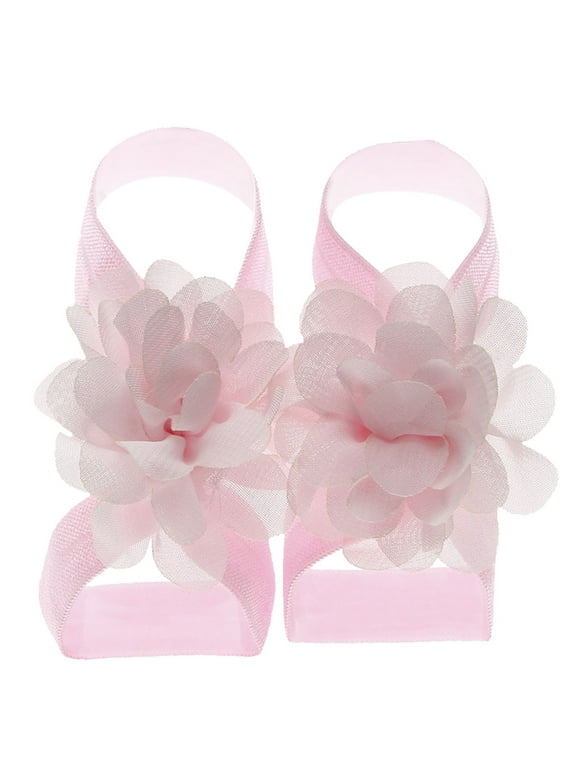 22 Pairs Solid Color Chiffon Flower Barefoot Sandals Feet Accessories For Baby Girls Toddlers Kids Cute Soft Children Choes